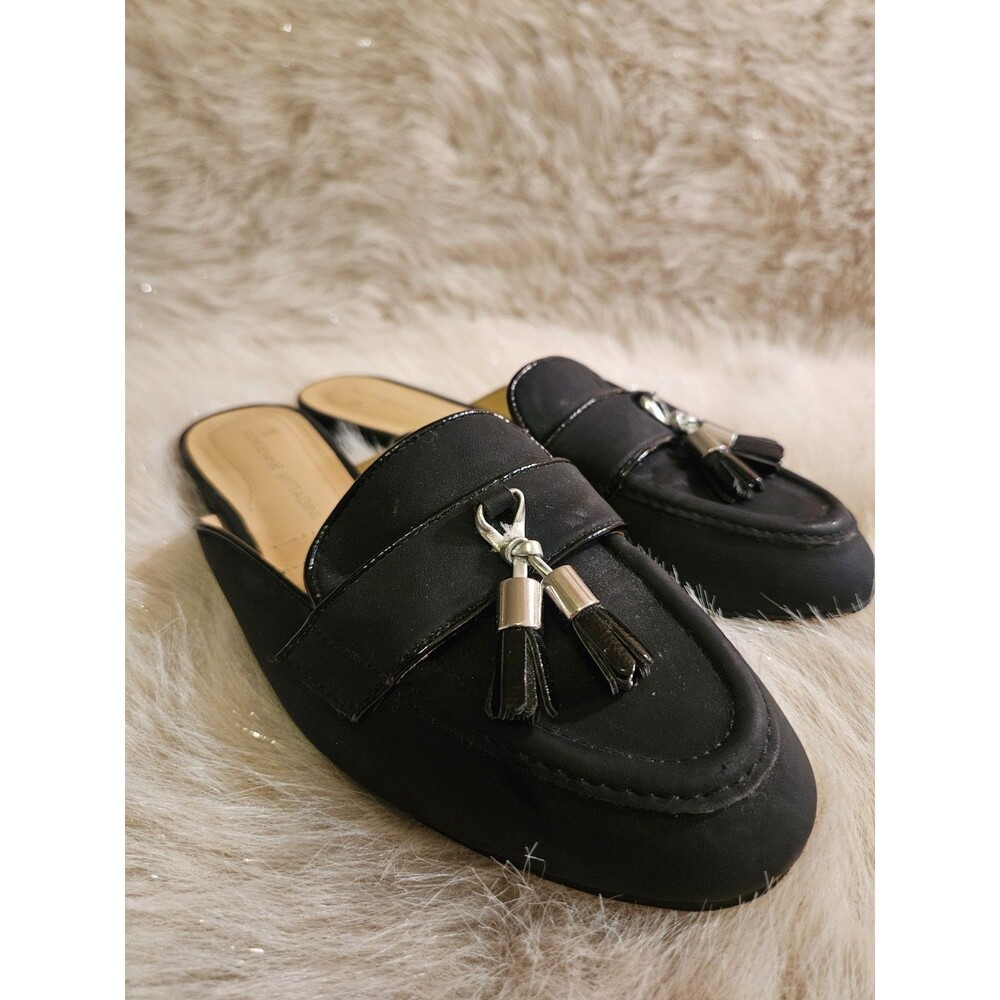 Adrienne Vittadini Saige Black Slip On Tassel Loafer Mule Sz 7.5 Still Online